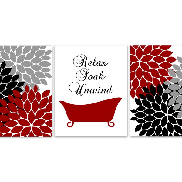 Red Bathroom Decor Etsy