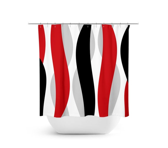Abstract Shower Curtain Red and Black Shower Curtain Etsy
