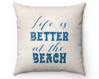 Life is Better at The Beach Decorative Pillow, Sand Dollar Pillow Beach House Decor - PIL246