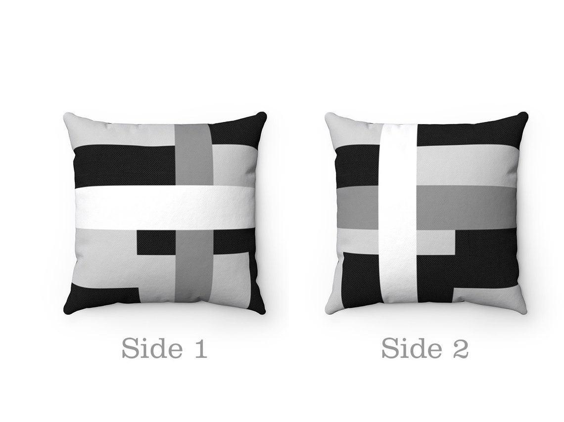 Black Gray Pillow Covers Geometric Pillow Cover Black and Etsy