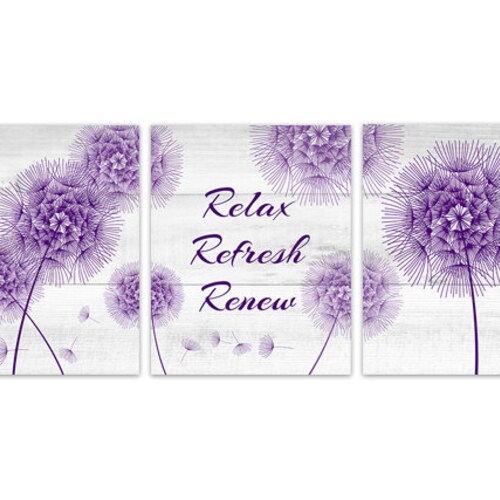 Turquoise Grey BATHROOM Wall Art Prints Relax Renew Refresh Etsy