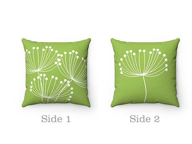Apple Green Pillow Covers Dandelion Throw Pillow Accent Etsy