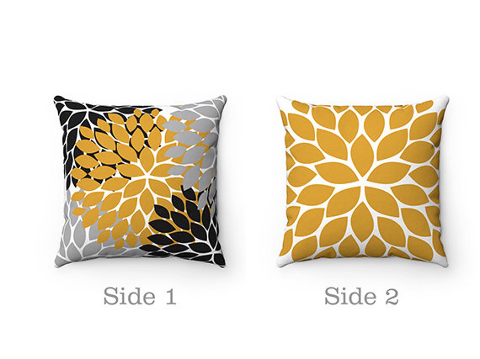 Yellow and Black Pillow Covers Flower Burst Pillow Cover Etsy