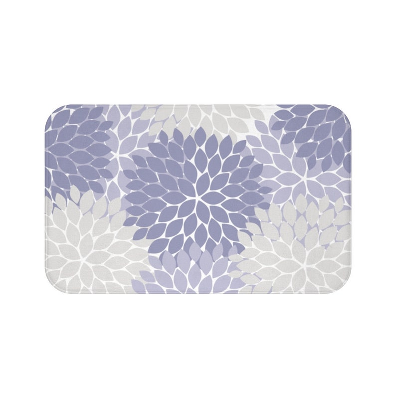 Lavender & Gray Bath Mat Floral Bathroom Lavender Bathroom Etsy