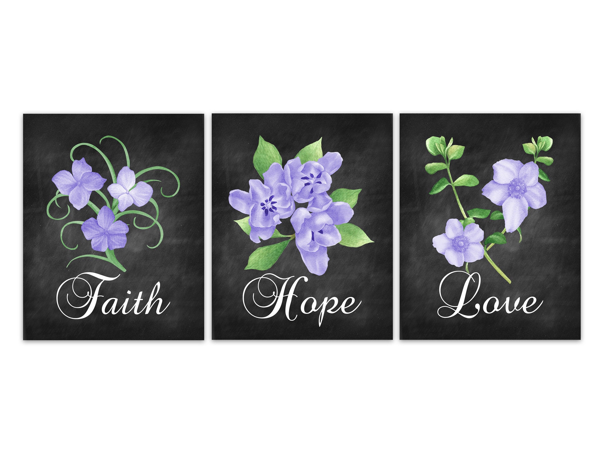 Black And Purple Wall Art Home Decor Faith Hope