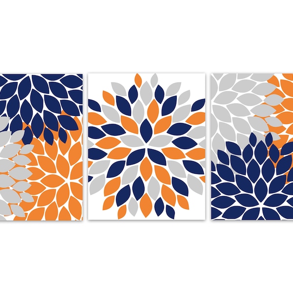 Blue Orange Wall Art Etsy