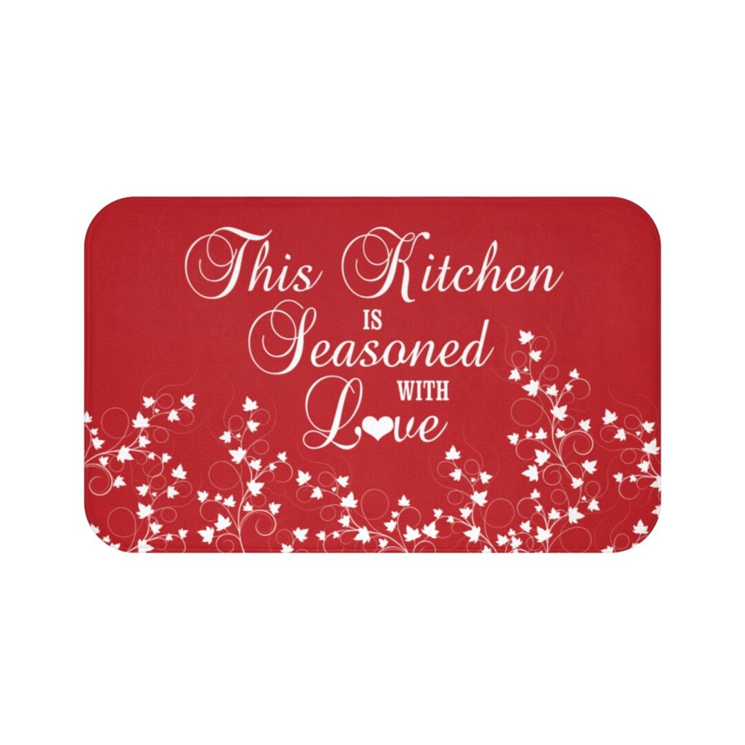 This Kitchen is Seasoned With Love, Floral Mat, Red Ivy Kitchen Floor