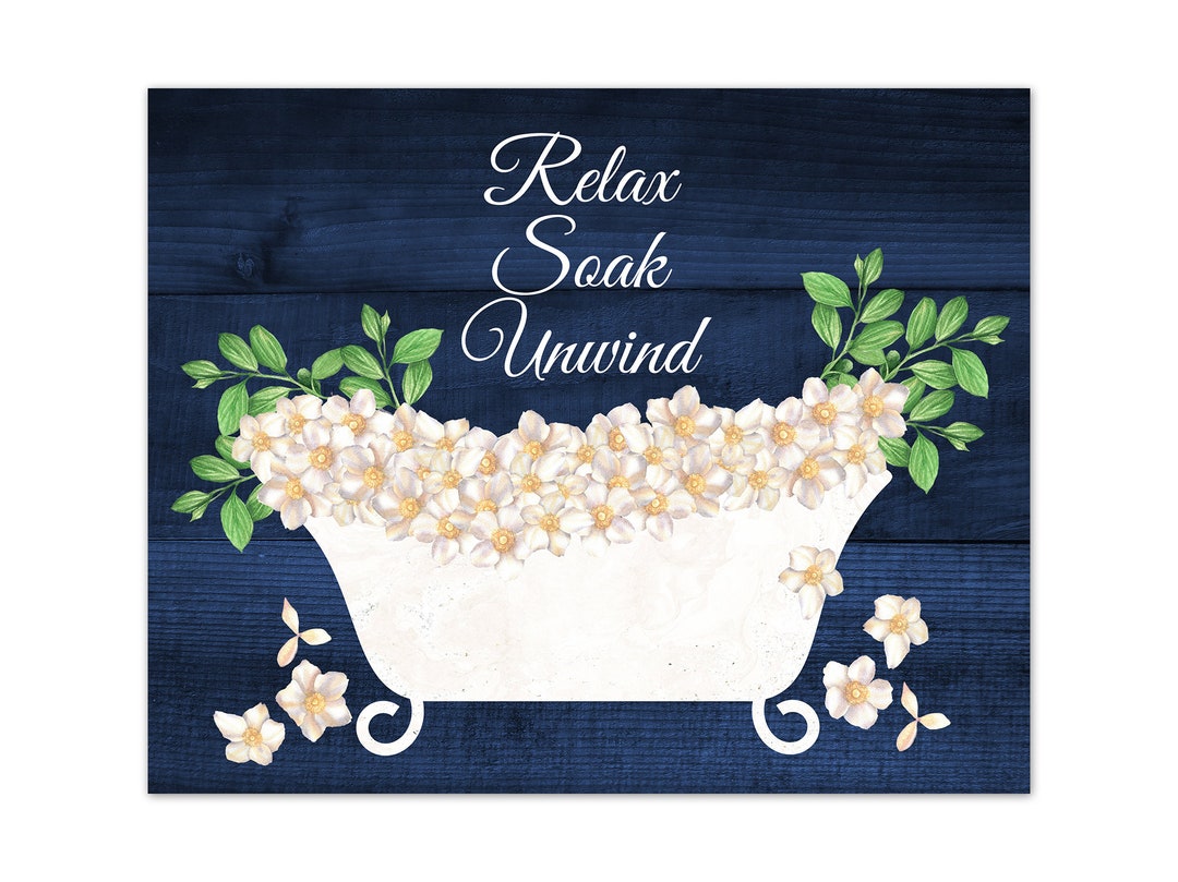 Blue Bathroom Wall Art Navy Blue Bathroom Decor Marble Etsy