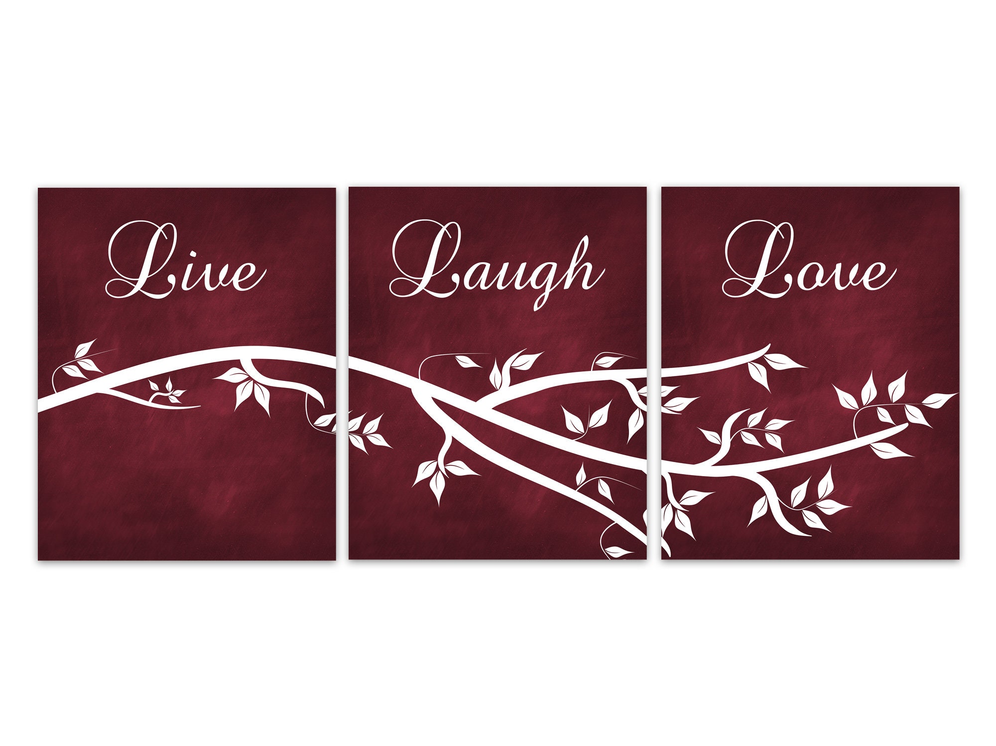 Live Laugh Love Canvas Burgundy Wall Art Red Home Decor