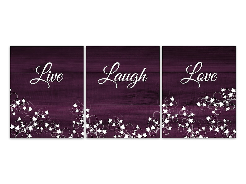 Plum Home Decor Live Laugh Love Purple Rustic Wall Art Print Etsy