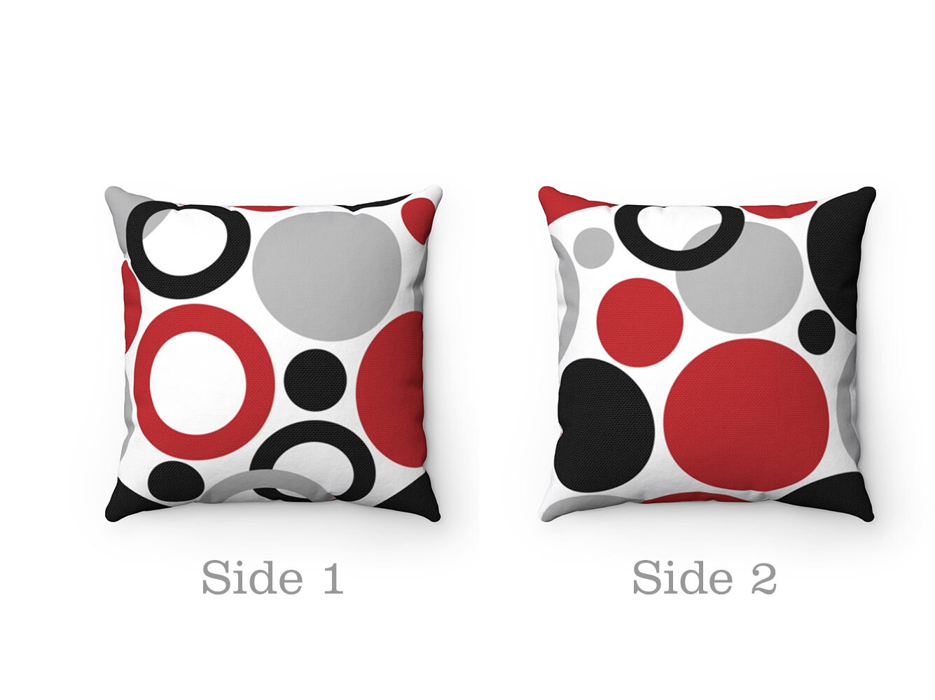 Red Black & Gray Throw Pillow Cover Geometric Circle Pillow Etsy