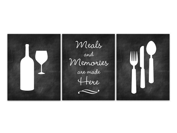 Home Decor Wall Art Chalkboard Kitchen Canvas Art Fork And Etsy