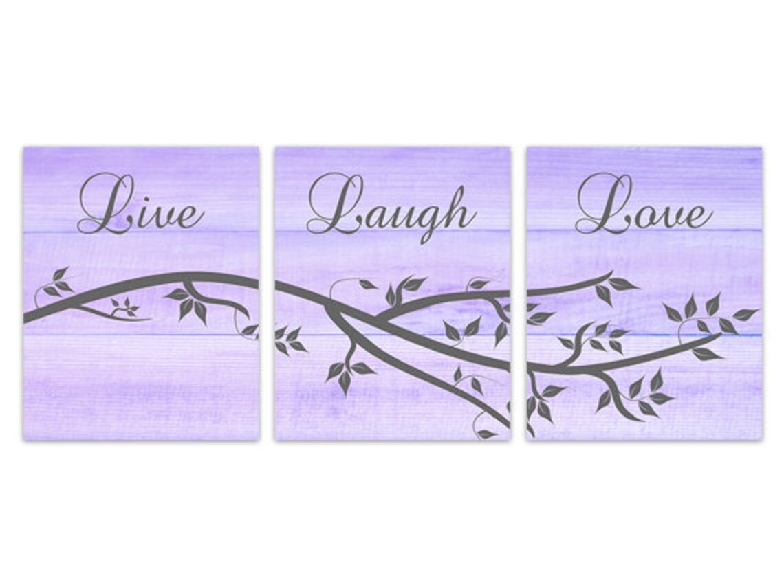 Live Laugh Love Purple Wall Decor Bathroom CANVAS Wall Art Etsy