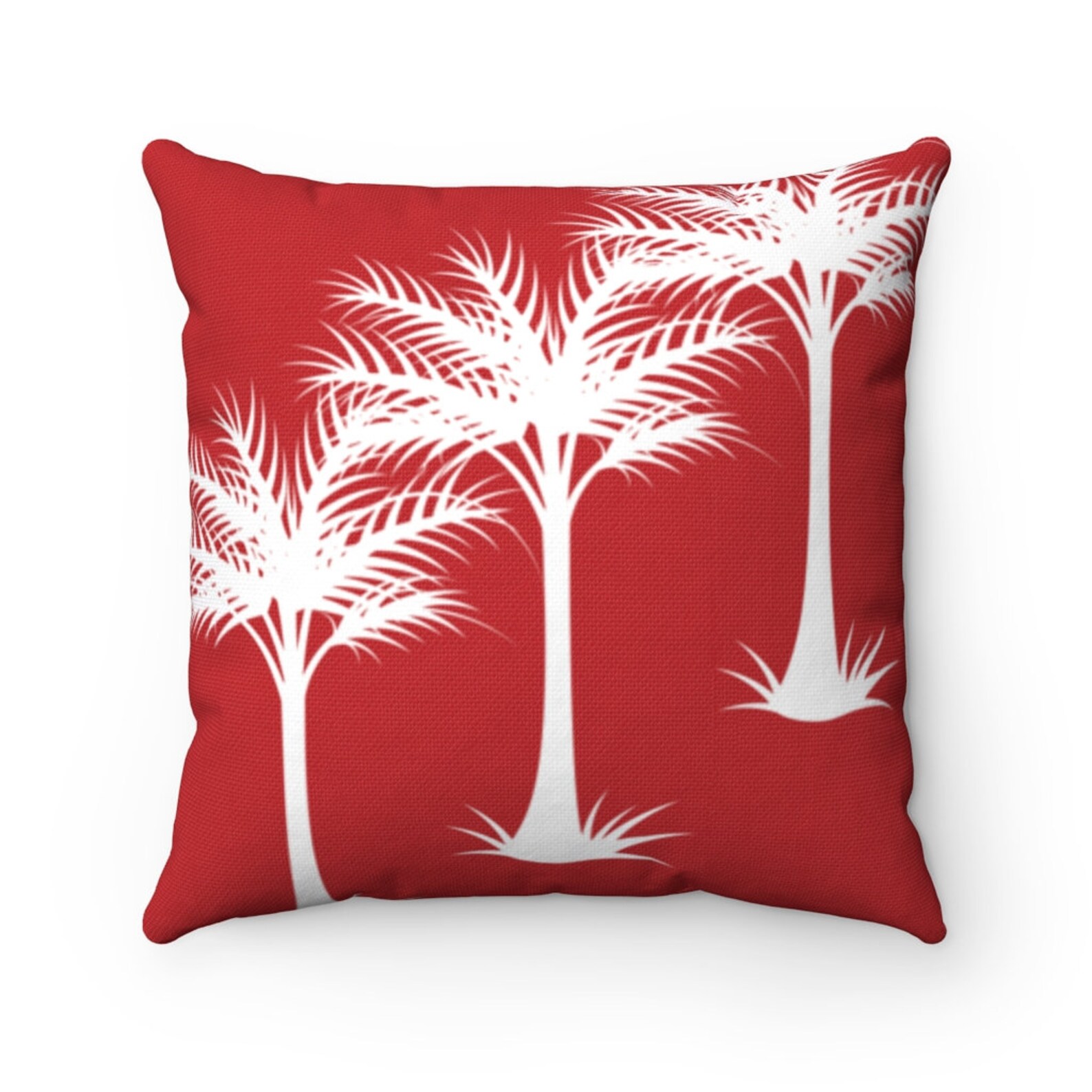 Palm Tree Decorative Pillow Cover Red Tropical Decor Red Etsy