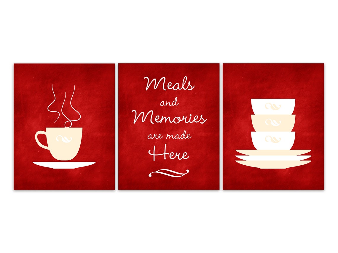 Meals and Memories Are Made Here Red Kitchen Canvas or Etsy