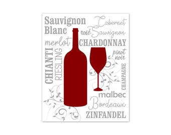 Wine Word Cloud Etsy