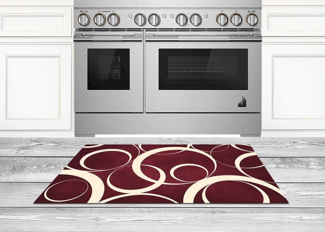 Burgundy Area Rug, Red Kitchen Floor Mat, Living Room Rug, Burgundy
