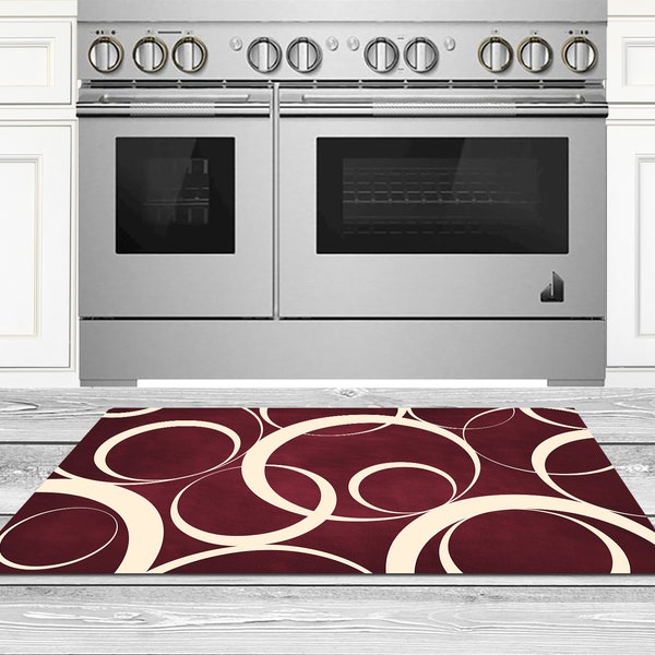 Burgundy Area Rug, Red Kitchen Floor Mat, Living Room Rug, Burgundy  Home Decor, Burgundy Floor Mat, Bedroom Rug, Geometric Rug  - RUG55