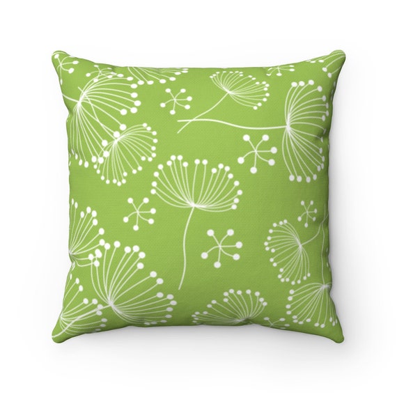Apple Green Pillow Cover Dandelion Throw Pillow Green Accent Etsy