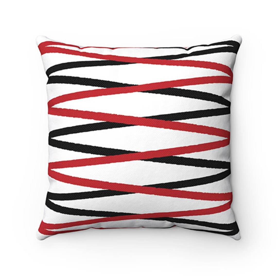 Red and Black Pillow, Minimalist Decor, Lines Modern Throw Pillow, Geometric Pillow Cover