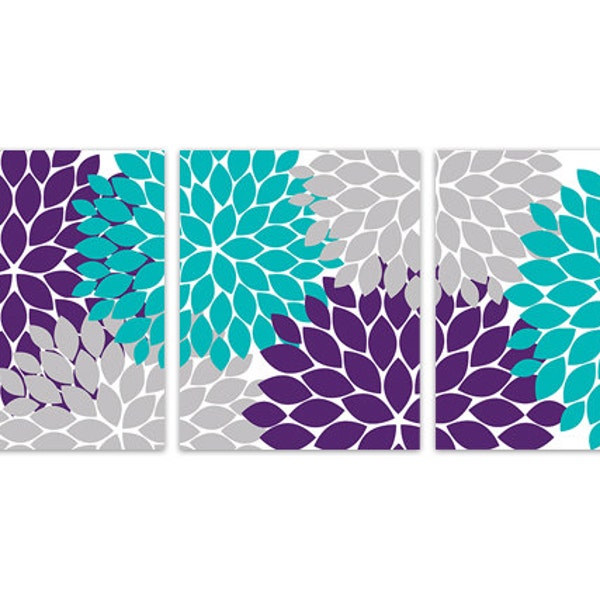 Teal Purple Wall Art Etsy