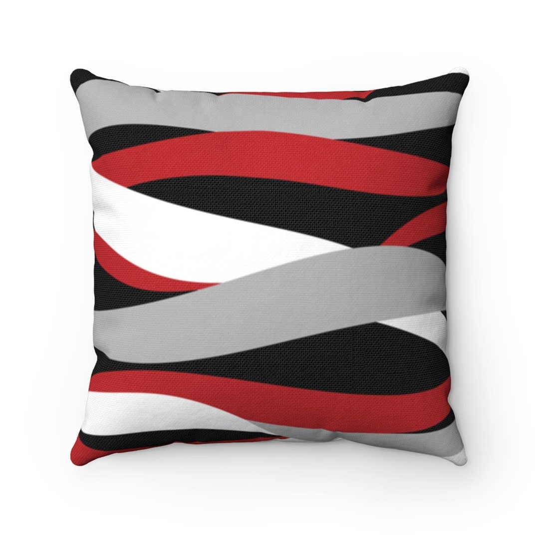 Red Black Gray Pillow Geometric Pillow Cover Red and Gray Ribbon Accent Pillow Decorative Pillow Red Throw Pillow PIL294 Etsy Canada