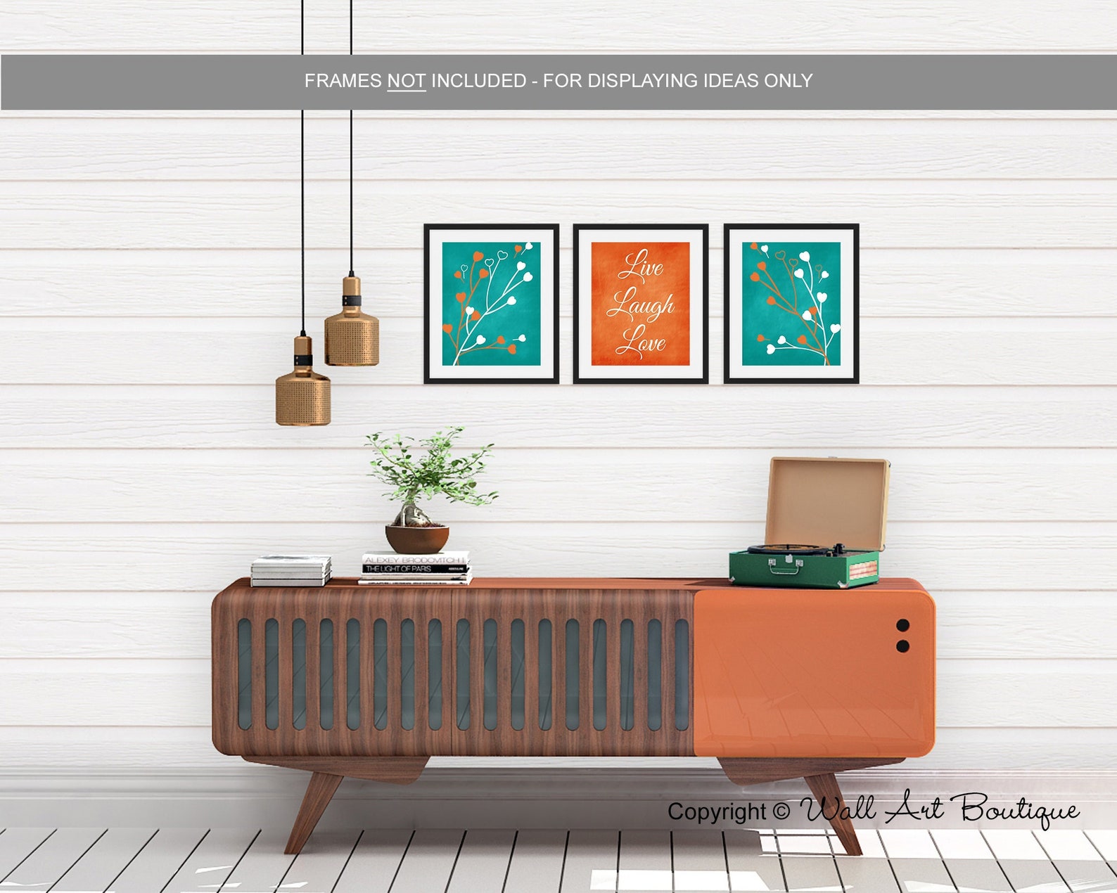 Orange and Teal Wall Art Orange Bedroom Wall Art Live Laugh Etsy