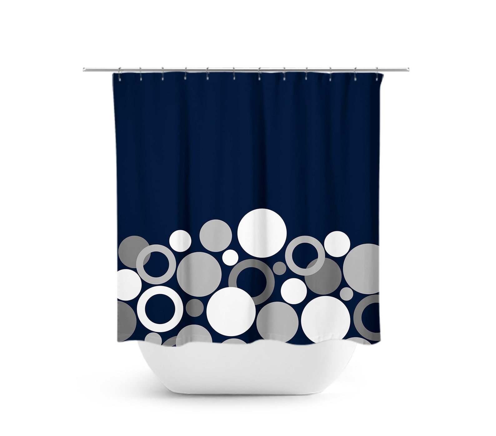 Geometric Bath Curtain Blue and Gray Shower Curtain Blue Etsy