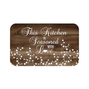 Brown Ivy Kitchen Floor Mat, This Kitchen Is Seasoned with Love, Memory Foam Farmhouse Kitchen Mat - MAT16