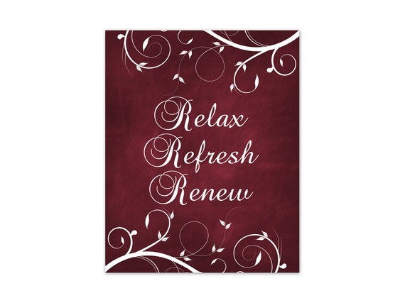 Relax Refresh Renew Burgundy Bathroom Decor Bathroom Wall Etsy