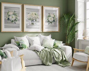 Framed Wall Art Prints, Gray Home Decor for Bedroom Bathroom Living Room, Set of 3 Canvas - HOME1132