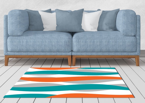 Teal and on sale orange rug