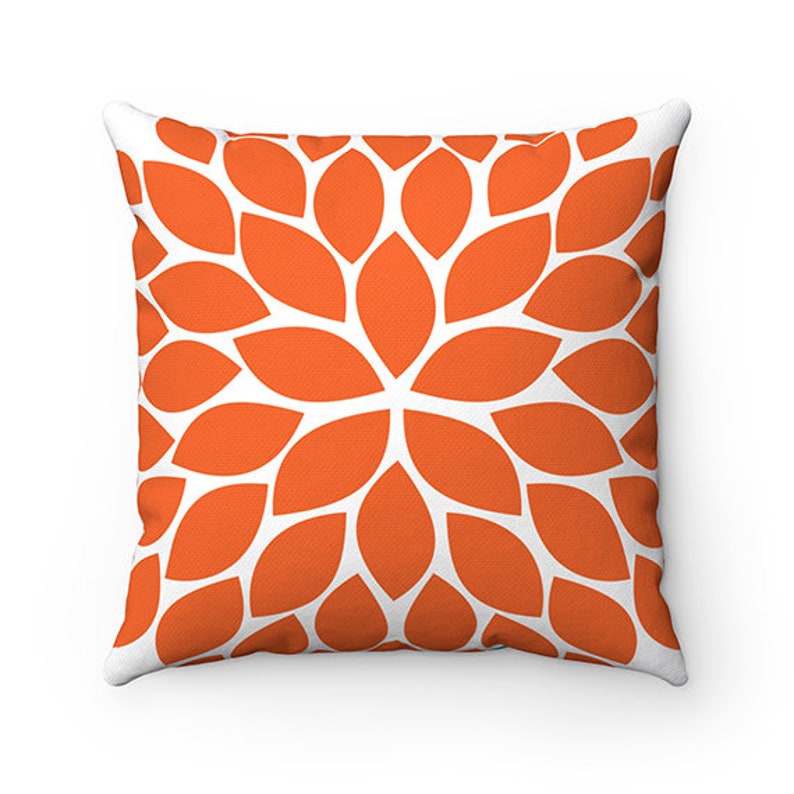 Orange and Teal Throw Pillow Cover Turquoise Pillow Orange Etsy