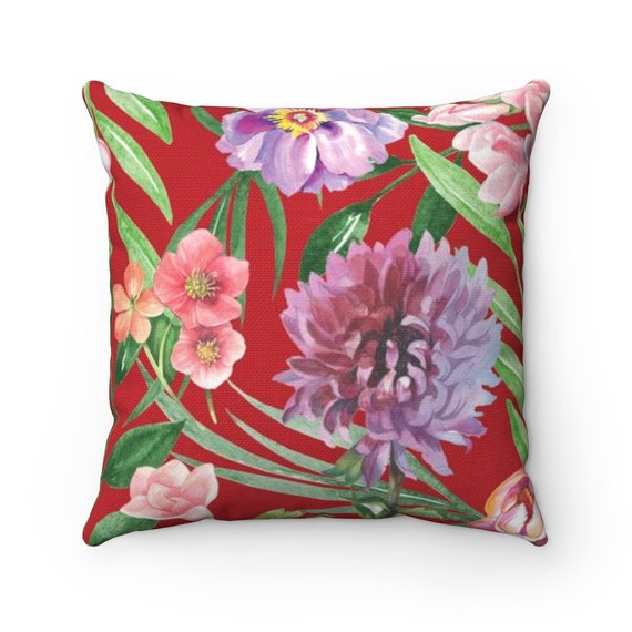Red floral outdoor pillows hotsell