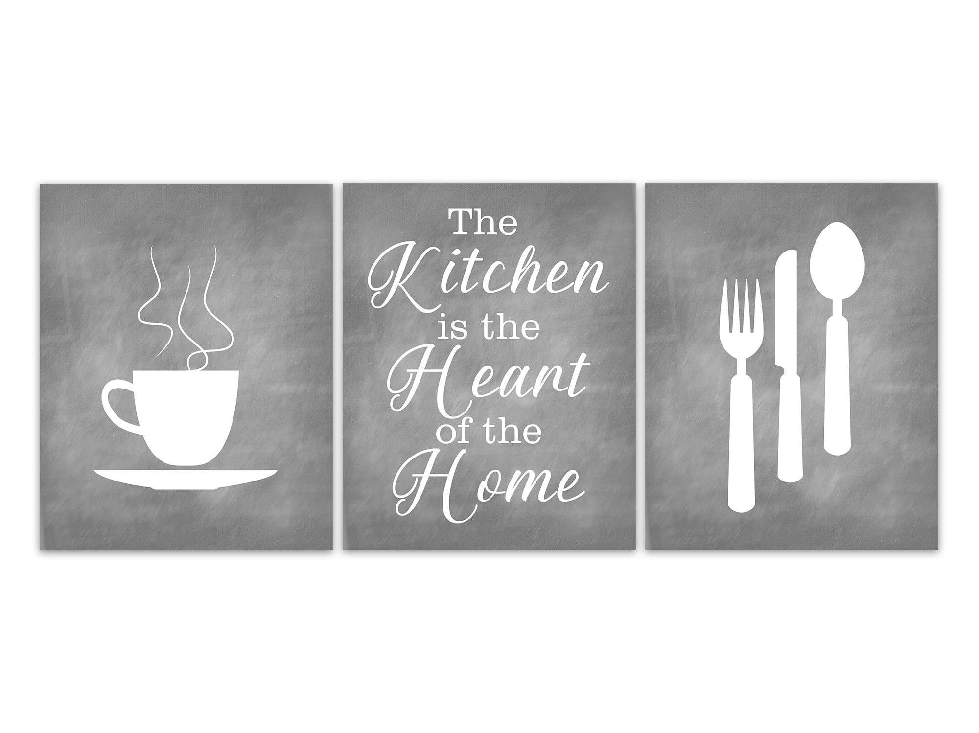 Gray Kitchen CANVAS Utensils Wall Art PRINTS Kitchen Decor Etsy