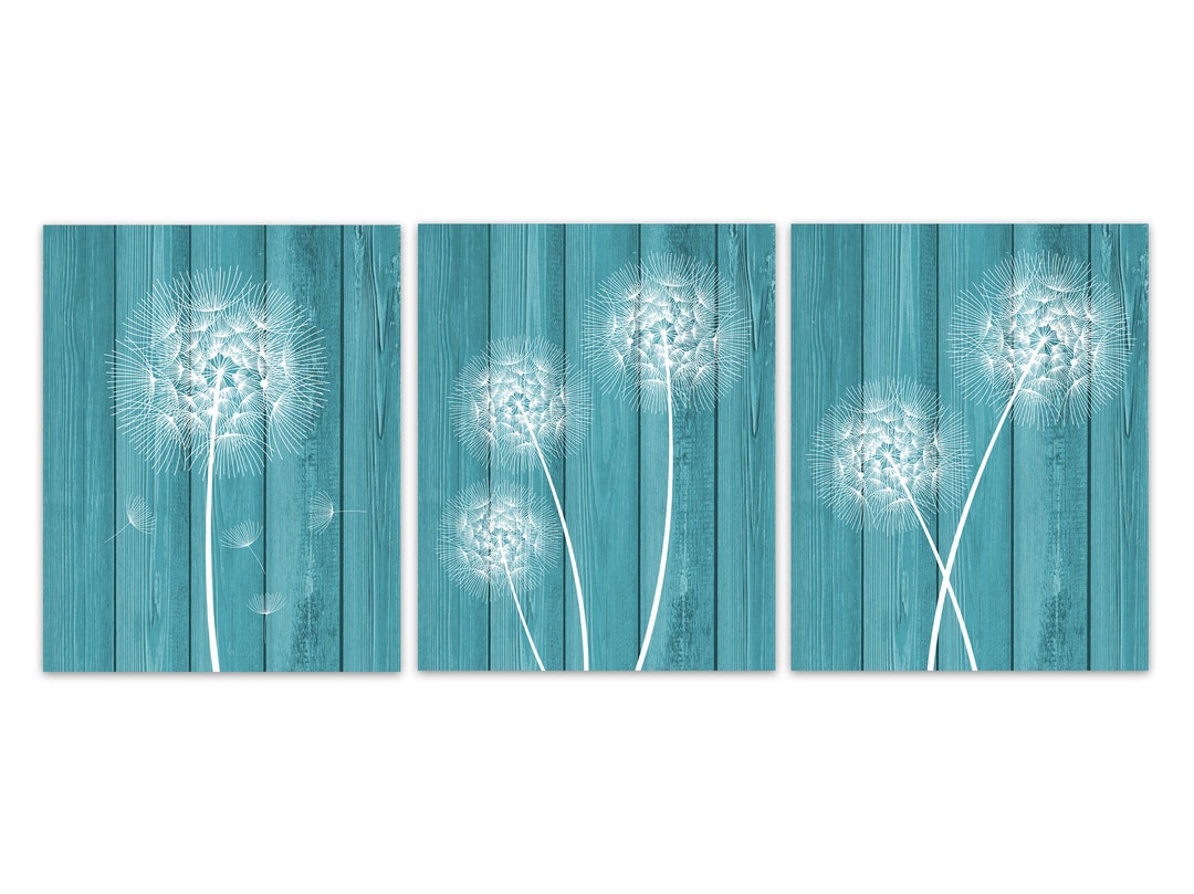 Rustic Home Decor CANVAS White Dandelion Art Bathroom Wall Etsy