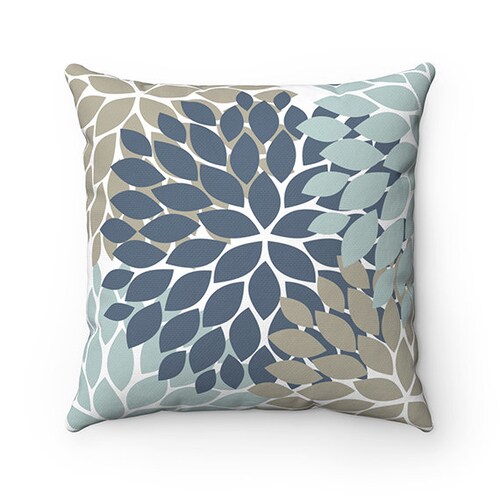 Slate Blue Aqua Taupe Throw Pillow 