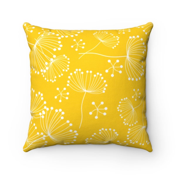 Yellow Pillow Cover, Dandelion Throw Pillow Cover, Accent Pillow, Modern Home Decor, Dandelion Nursery Pillow, Yellow Home Decor - PIL283