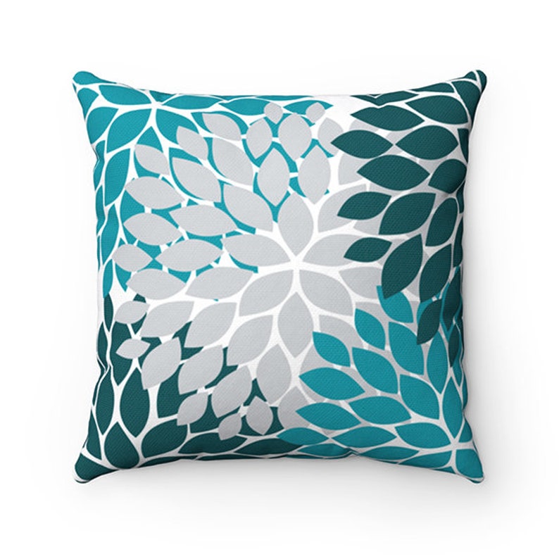 PIL58 Rocking Chair Pillow Teal Throw Pillow Cover Teal Gray Pillow Case Girls Room Decor Flower Burst Pillow Cover Teal Bedding