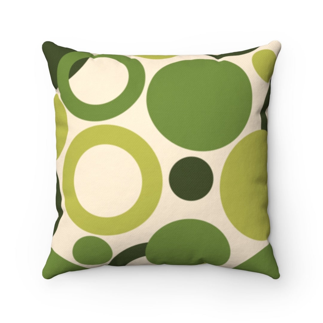 Geometric Pillow, Green and Beige Throw Pillow Cover, Geometric Circle