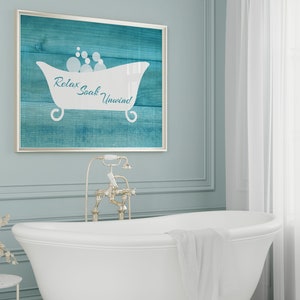 Bathroom Wall Art, Aqua Bathroom Decor, Turquoise and White Home Decor ...