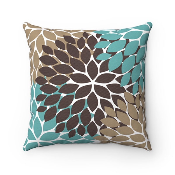 Brown Teal Pillows Etsy