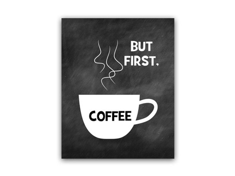 Kitchen Wall Art Print But First Coffee Canvas Chalkboard Decor Retro Poster Or Home32