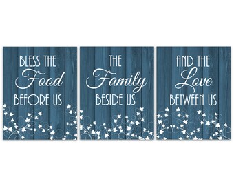 Rustic Dining Room Decor, Bless The Food Before Us, The Family Beside Us, The Love Between Us, Family Blessing, Ivy Home Decor - HOME426