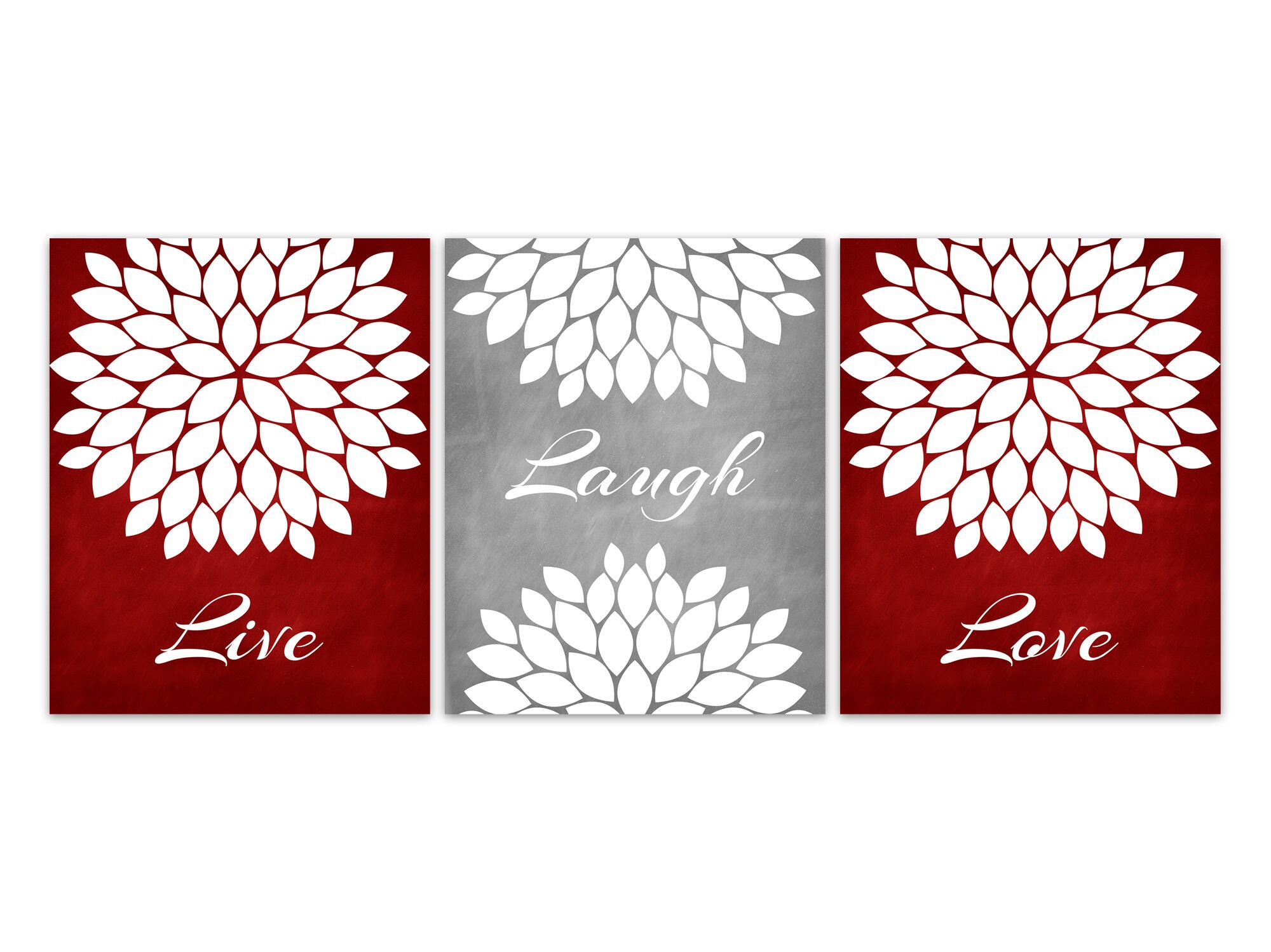Live Laugh Love Canvas Wall Art Red Gray Home Decor
