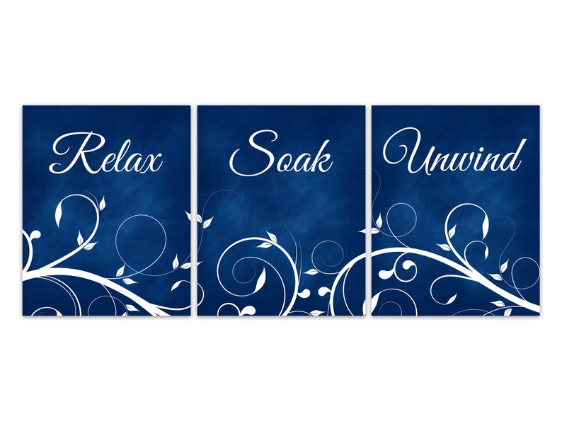 Blue Bathroom Relax Soak Unwind Bathroom Art Bath Art Etsy