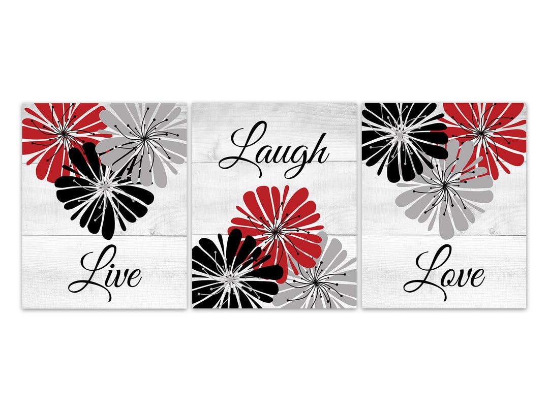 Red Black Wall Decor, Live Laugh Love Wall Art, Red Living Room Decor ...