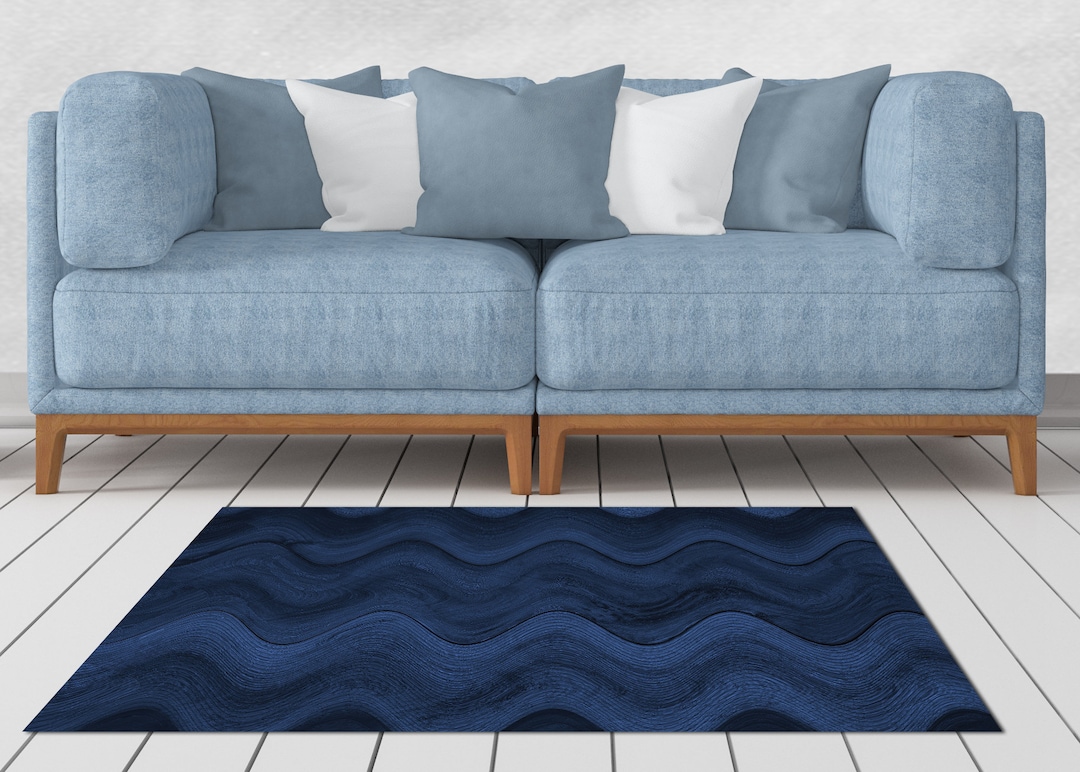 Blue Area Rug, Blue Kitchen Rug, Farmhouse Decor, Blue Floor Mat, Blue