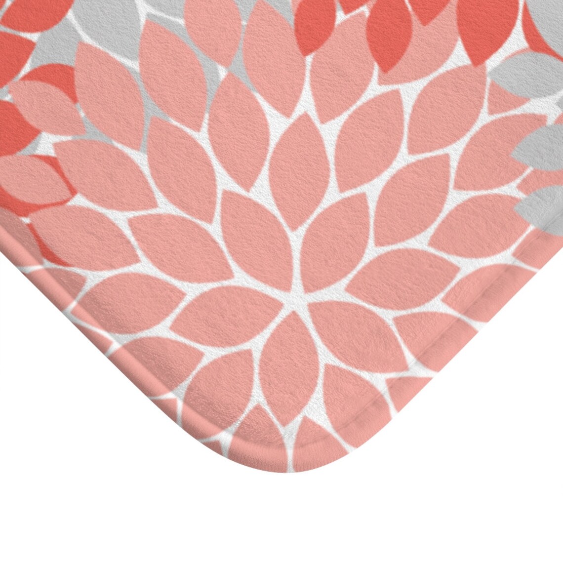 Floral Mat Coral Flower Burst Home Decor Coral Bathroom Etsy