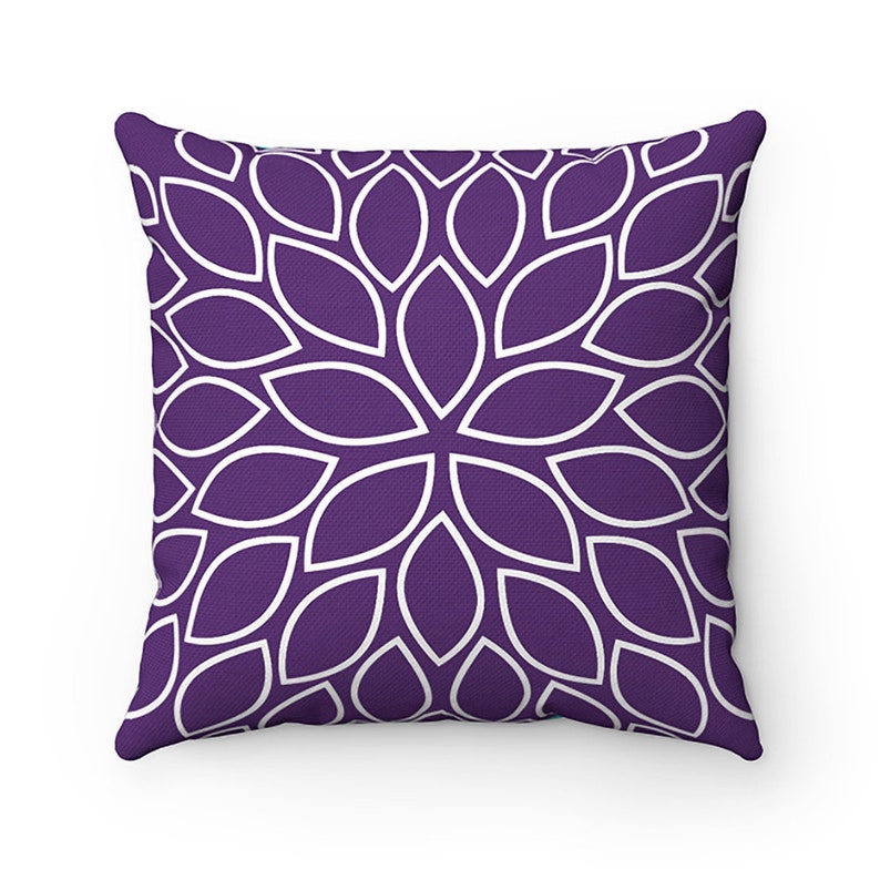 OUTDOOR PILLOW Purple Teal & Gray Floral Pillow Outdoor Etsy
